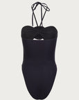 Rose Cut Out One Piece (Faux Suede Black/Black)