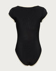 The Grace One Piece (Ribbed Black/Cream)