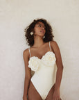 Rose One Piece (Faux Suede Cream/Cream)