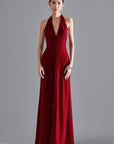 Della Slit Halter Neck Velvet Floor Length Dress - MEAN BLVD