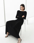 Diva Straight Boat Neck Knitted Fabric Maxi Dress - MEAN BLVD