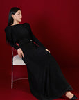 Diva Straight Boat Neck Knitted Fabric Maxi Dress - MEAN BLVD