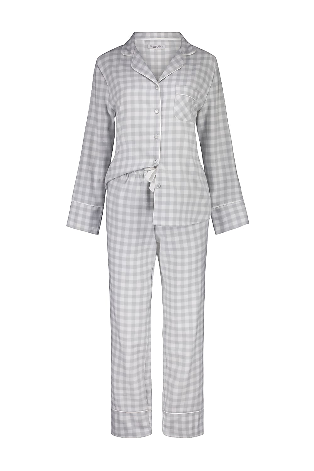 Cassia Light Grey Check Cotton Pj