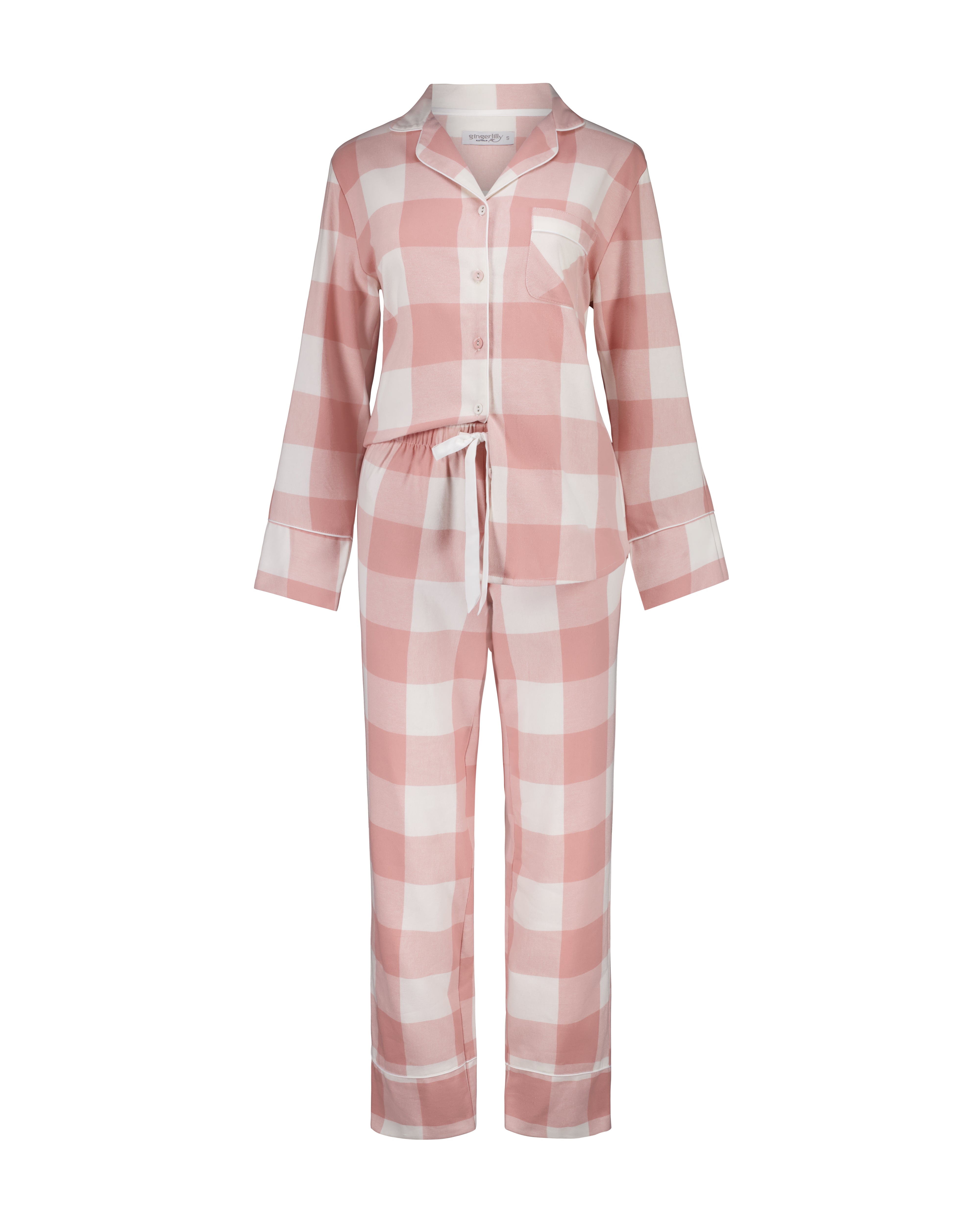 Saffron Pink Check Cotton Set 