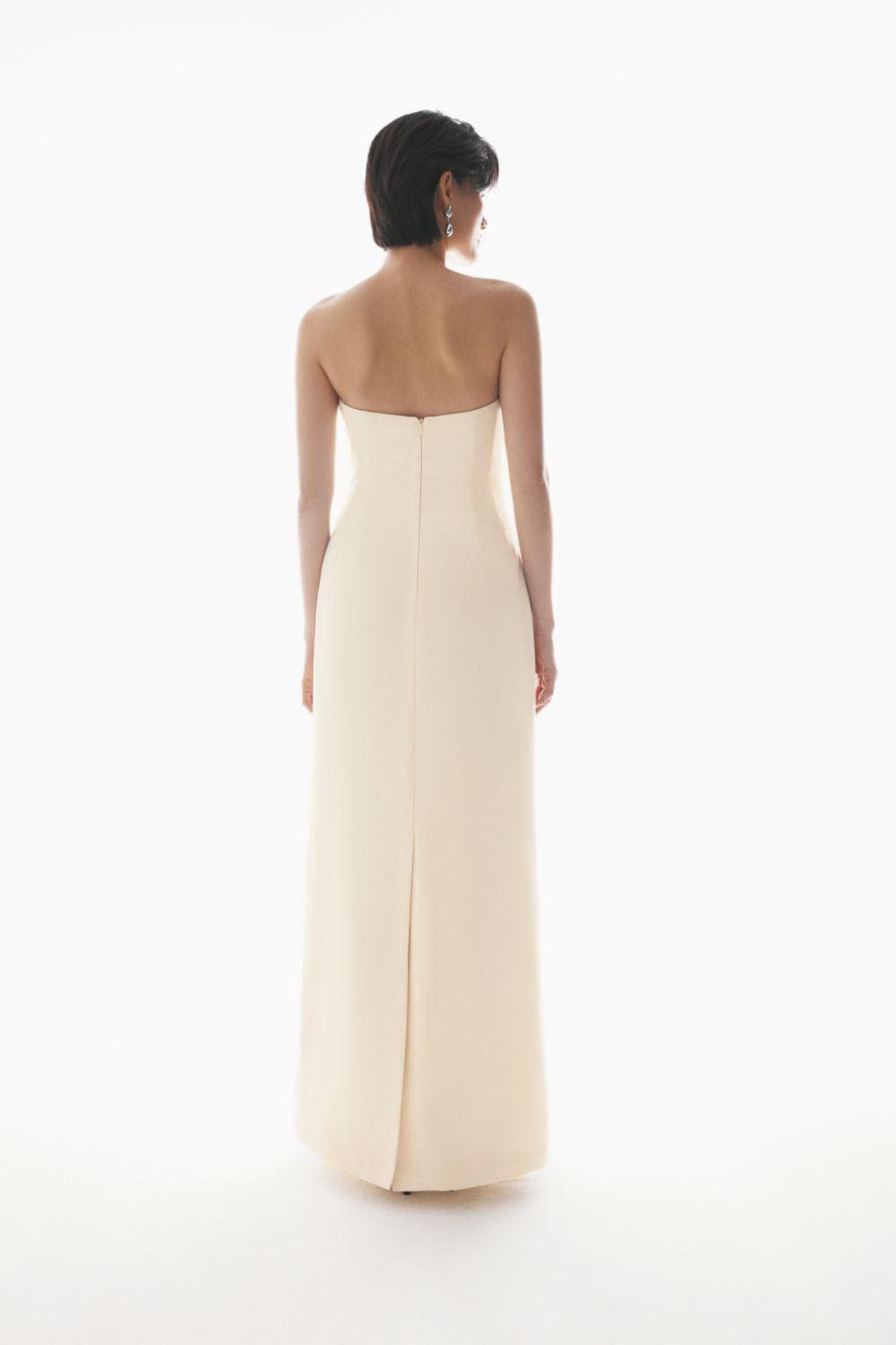 Matania Strapless Back Slit Crepe Floor Length Dress - MEAN BLVD